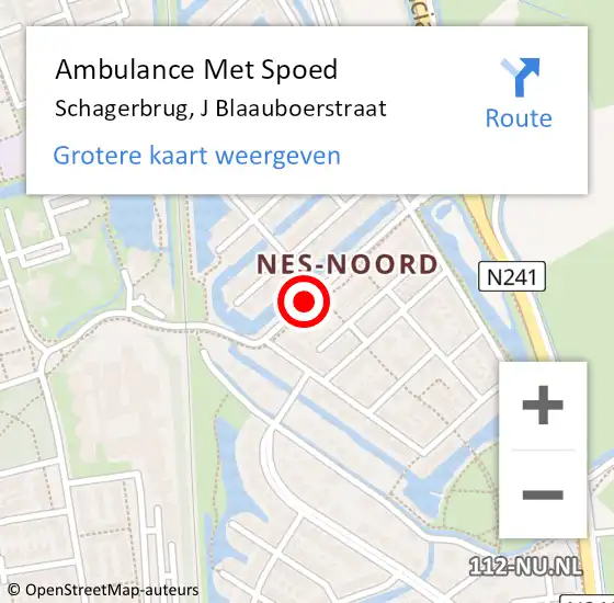 Locatie op kaart van de 112 melding: Ambulance Met Spoed Naar Schagerbrug, J Blaauboerstraat op 2 april 2017 11:35