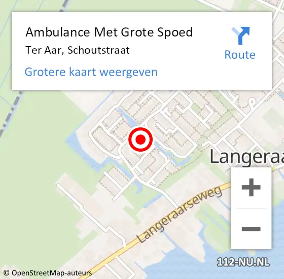 Locatie op kaart van de 112 melding: Ambulance Met Grote Spoed Naar Ter Aar, Schoutstraat op 2 april 2017 11:38