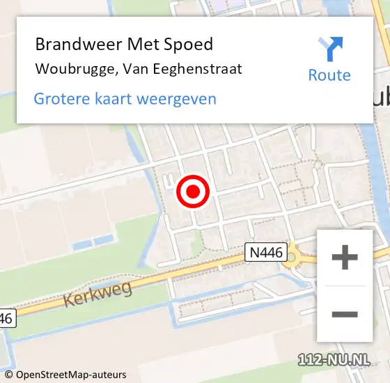 Locatie op kaart van de 112 melding: Brandweer Met Spoed Naar Woubrugge, Van Eeghenstraat op 15 januari 2014 21:26