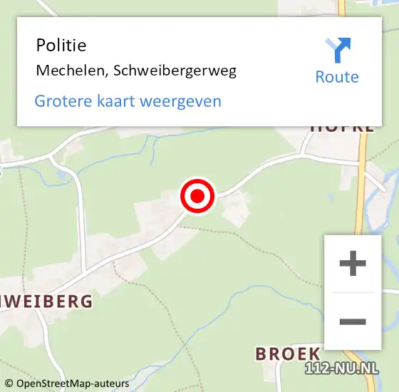Locatie op kaart van de 112 melding: Politie Mechelen, Schweibergerweg op 2 april 2017 12:07