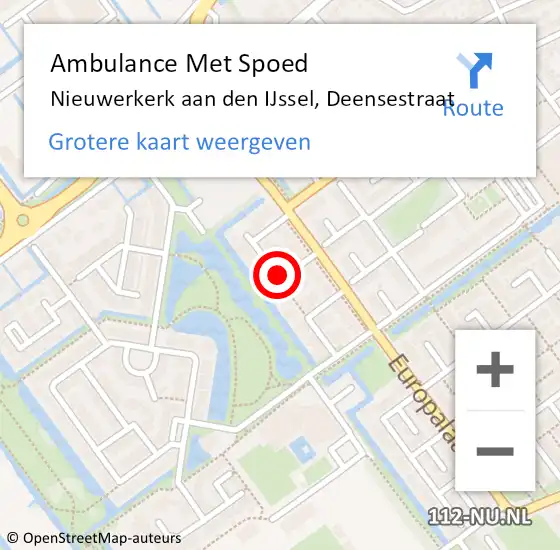 Locatie op kaart van de 112 melding: Ambulance Met Spoed Naar Nieuwerkerk aan den IJssel, Deensestraat op 2 april 2017 12:08