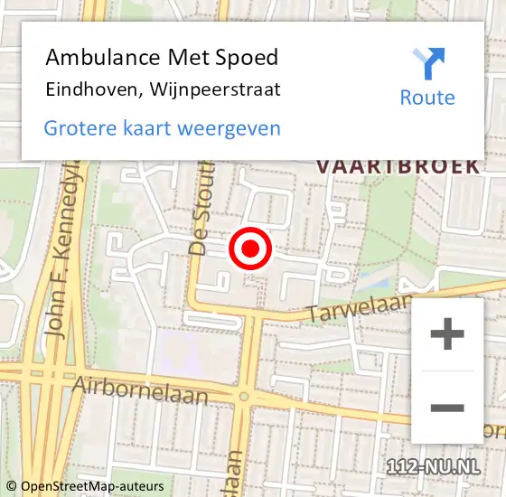 Locatie op kaart van de 112 melding: Ambulance Met Spoed Naar Eindhoven, Wijnpeerstraat op 2 april 2017 13:43