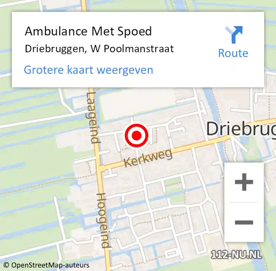 Locatie op kaart van de 112 melding: Ambulance Met Spoed Naar Driebruggen, W Poolmanstraat op 2 april 2017 14:49