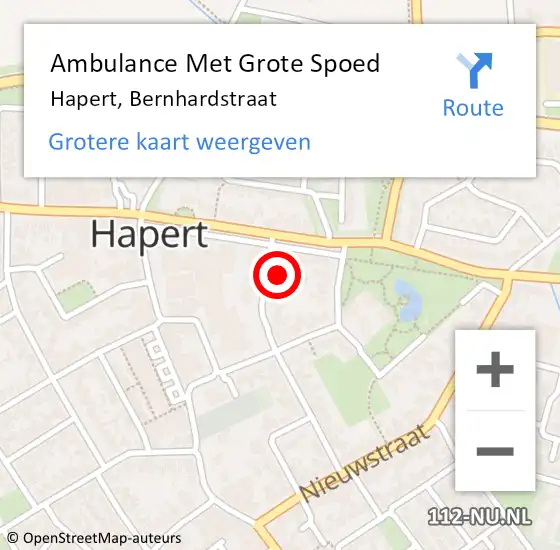 Locatie op kaart van de 112 melding: Ambulance Met Grote Spoed Naar Hapert, Bernhardstraat op 2 april 2017 15:29