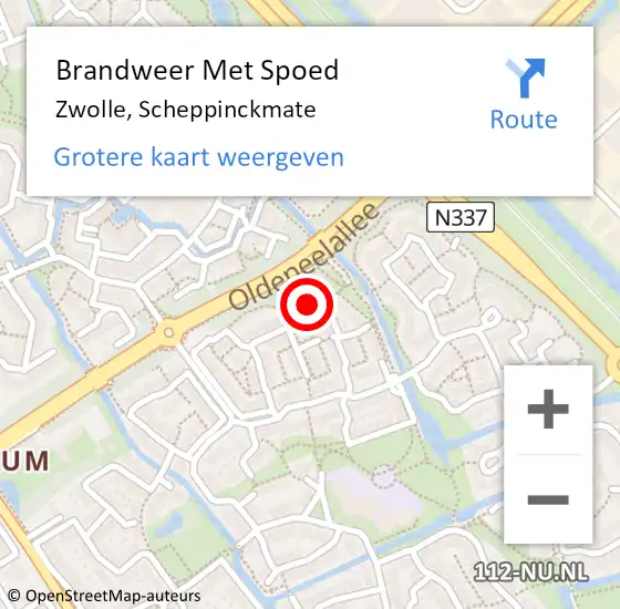 Locatie op kaart van de 112 melding: Brandweer Met Spoed Naar Zwolle, Scheppinckmate op 2 april 2017 16:49