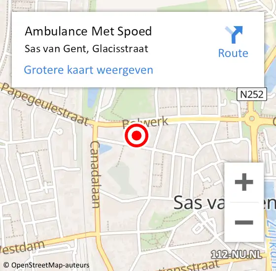 Locatie op kaart van de 112 melding: Ambulance Met Spoed Naar Sas van Gent, Glacisstraat op 2 april 2017 17:46