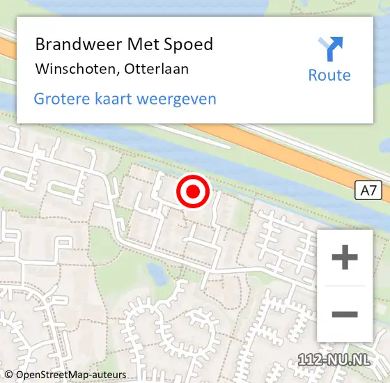 Locatie op kaart van de 112 melding: Brandweer Met Spoed Naar Winschoten, Otterlaan op 2 april 2017 17:49