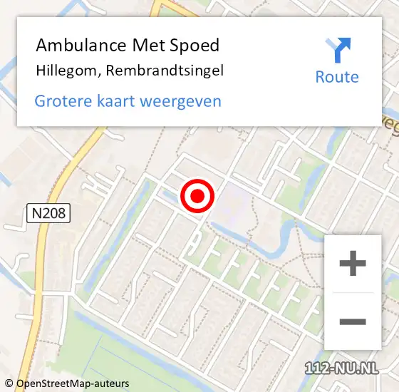 Locatie op kaart van de 112 melding: Ambulance Met Spoed Naar Hillegom, Rembrandtsingel op 2 april 2017 18:04