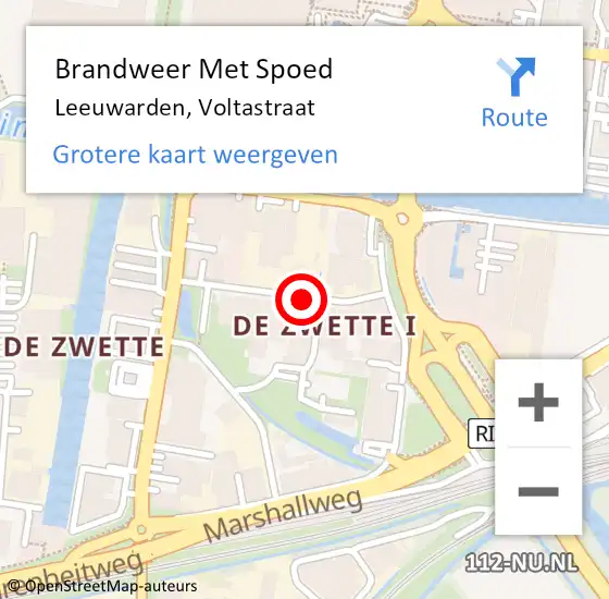 Locatie op kaart van de 112 melding: Brandweer Met Spoed Naar Leeuwarden, Voltastraat op 2 april 2017 19:16