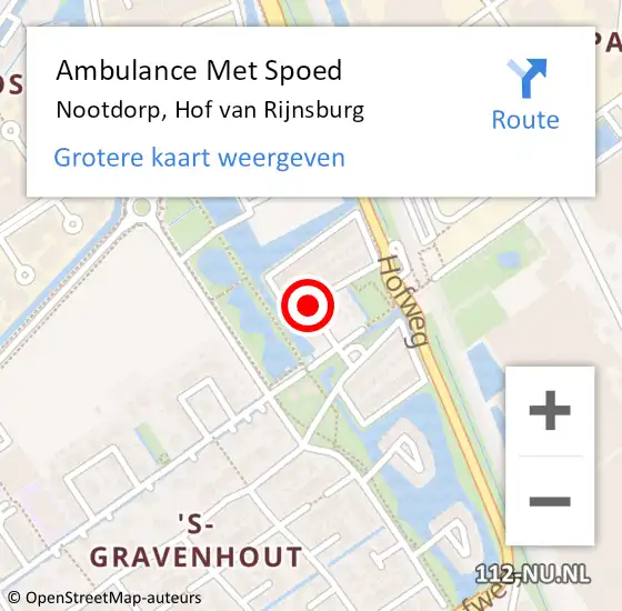 Locatie op kaart van de 112 melding: Ambulance Met Spoed Naar Nootdorp, Hof van Rijnsburg op 2 april 2017 19:28