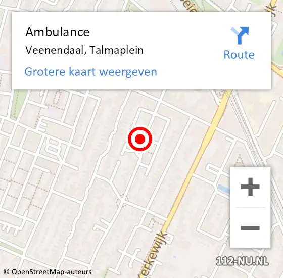 Locatie op kaart van de 112 melding: Ambulance Veenendaal, Talmaplein op 2 april 2017 19:32