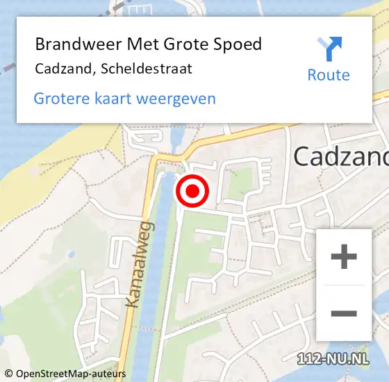 Locatie op kaart van de 112 melding: Brandweer Met Grote Spoed Naar Cadzand, Scheldestraat op 2 april 2017 19:48