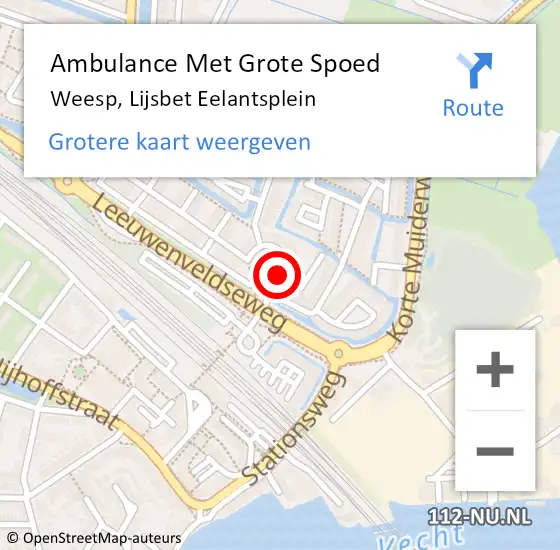 Locatie op kaart van de 112 melding: Ambulance Met Grote Spoed Naar Weesp, Lijsbet Eelantsplein op 19 september 2013 13:01