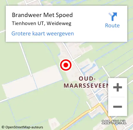 Locatie op kaart van de 112 melding: Brandweer Met Spoed Naar Tienhoven UT, Weideweg op 2 april 2017 20:40