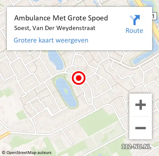 Locatie op kaart van de 112 melding: Ambulance Met Grote Spoed Naar Soest, Van Der Weydenstraat op 2 april 2017 20:42