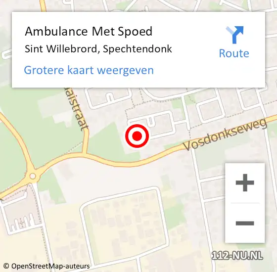 Locatie op kaart van de 112 melding: Ambulance Met Spoed Naar Sint Willebrord, Spechtendonk op 2 april 2017 21:00