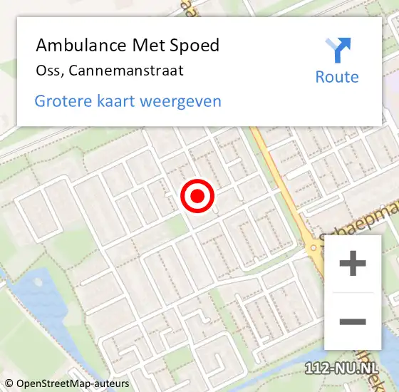 Locatie op kaart van de 112 melding: Ambulance Met Spoed Naar Oss, Cannemanstraat op 2 april 2017 21:27