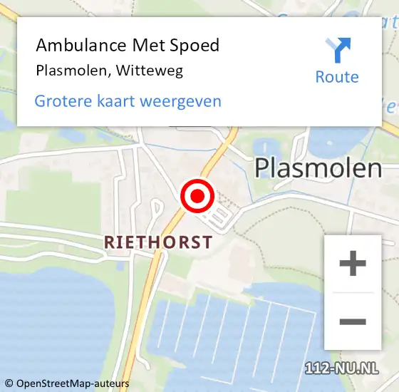 Locatie op kaart van de 112 melding: Ambulance Met Spoed Naar Plasmolen, Witteweg op 2 april 2017 21:40