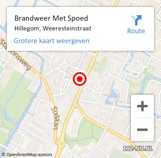 Locatie op kaart van de 112 melding: Brandweer Met Spoed Naar Hillegom, Weeresteinstraat op 2 april 2017 22:38