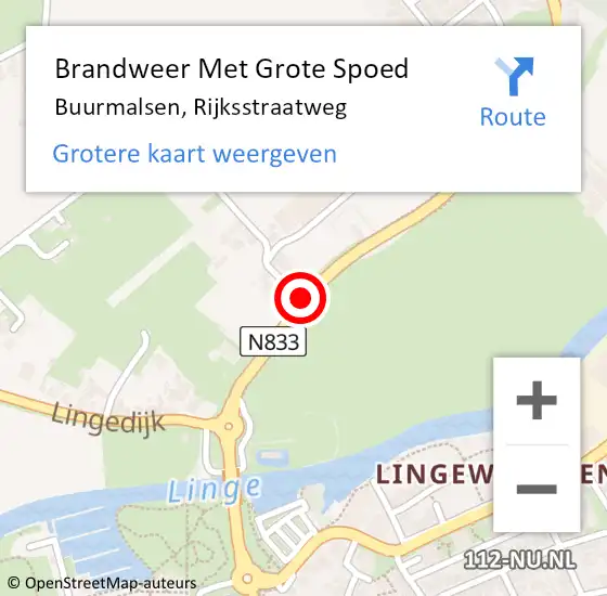 Locatie op kaart van de 112 melding: Brandweer Met Grote Spoed Naar Buurmalsen, Rijksstraatweg op 2 april 2017 22:52