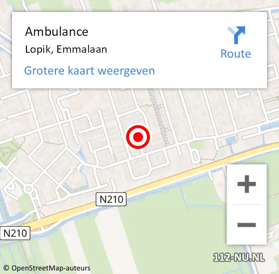 Locatie op kaart van de 112 melding: Ambulance Lopik, Emmalaan op 2 april 2017 23:20