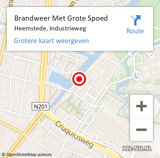 Locatie op kaart van de 112 melding: Brandweer Met Grote Spoed Naar Heemstede, Industrieweg op 2 april 2017 23:26