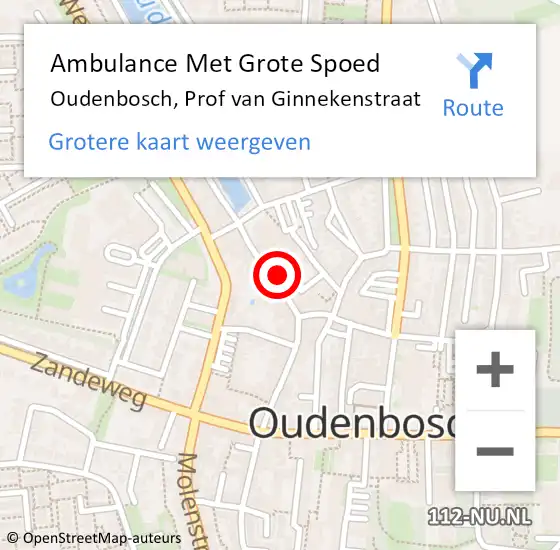 Locatie op kaart van de 112 melding: Ambulance Met Grote Spoed Naar Oudenbosch, Prof van Ginnekenstraat op 2 april 2017 23:39