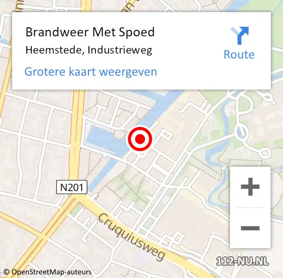 Locatie op kaart van de 112 melding: Brandweer Met Spoed Naar Heemstede, Industrieweg op 2 april 2017 23:41