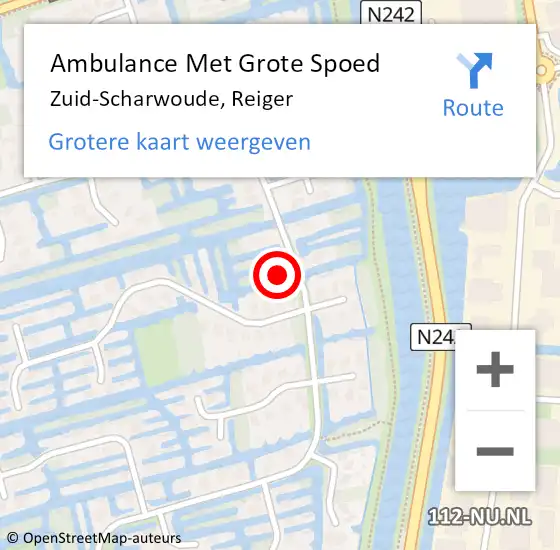 Locatie op kaart van de 112 melding: Ambulance Met Grote Spoed Naar Zuid-Scharwoude, Reiger op 3 april 2017 00:23