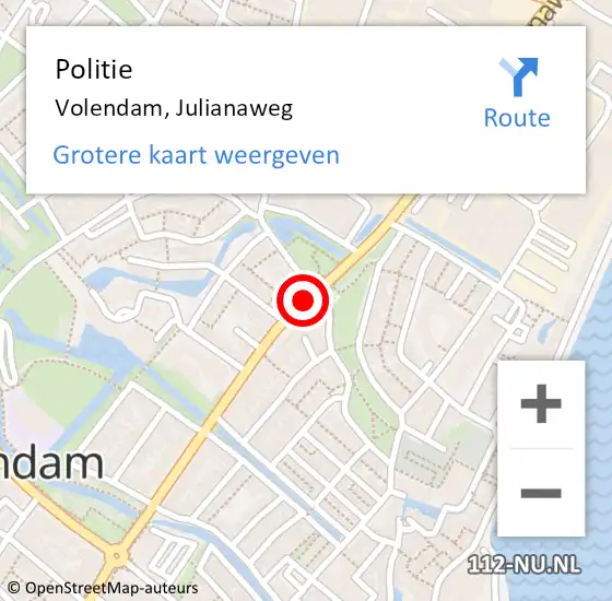 Locatie op kaart van de 112 melding: Politie Volendam, Julianaweg op 3 april 2017 00:47