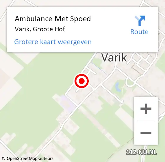 Locatie op kaart van de 112 melding: Ambulance Met Spoed Naar Varik, Groote Hof op 3 april 2017 00:51