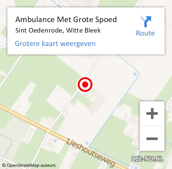 Locatie op kaart van de 112 melding: Ambulance Met Grote Spoed Naar Sint Oedenrode, Witte Bleek op 15 januari 2014 23:29