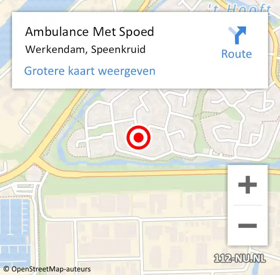 Locatie op kaart van de 112 melding: Ambulance Met Spoed Naar Werkendam, Speenkruid op 3 april 2017 05:07