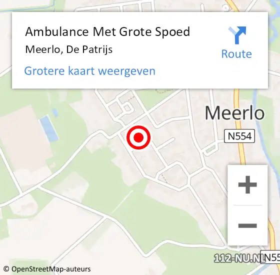 Locatie op kaart van de 112 melding: Ambulance Met Grote Spoed Naar Meerlo, De Patrijs op 3 april 2017 05:27