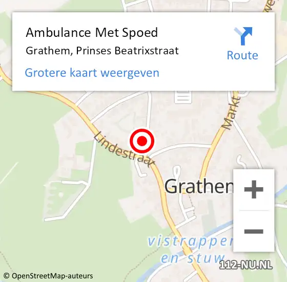 Locatie op kaart van de 112 melding: Ambulance Met Spoed Naar Grathem, Prinses Beatrixstraat op 3 april 2017 06:32