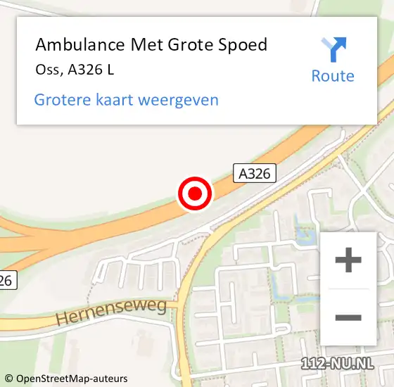 Locatie op kaart van de 112 melding: Ambulance Met Grote Spoed Naar Oss, A326 L op 3 april 2017 06:35