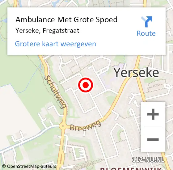 Locatie op kaart van de 112 melding: Ambulance Met Grote Spoed Naar Yerseke, Fregatstraat op 3 april 2017 06:53