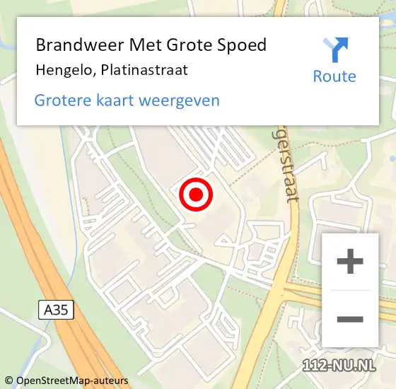 Locatie op kaart van de 112 melding: Brandweer Met Grote Spoed Naar Hengelo, Platinastraat op 3 april 2017 08:09