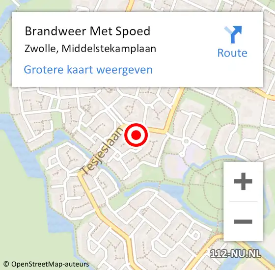 Locatie op kaart van de 112 melding: Brandweer Met Spoed Naar Zwolle, Middelstekamplaan op 16 januari 2014 00:10