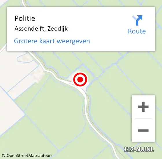 Locatie op kaart van de 112 melding: Politie Assendelft, Zeedijk op 3 april 2017 09:11