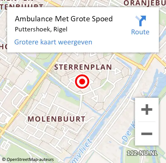 Locatie op kaart van de 112 melding: Ambulance Met Grote Spoed Naar Puttershoek, Rigel op 16 januari 2014 00:43