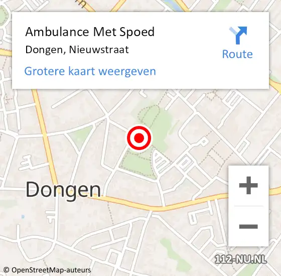 Locatie op kaart van de 112 melding: Ambulance Met Spoed Naar Dongen, Nieuwstraat op 3 april 2017 11:00