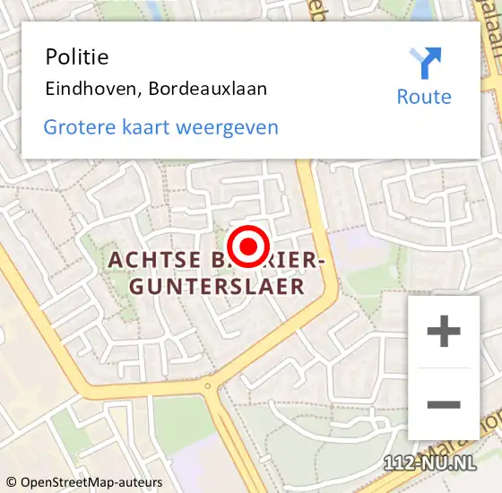 Locatie op kaart van de 112 melding: Politie Eindhoven, Bordeauxlaan op 3 april 2017 11:00