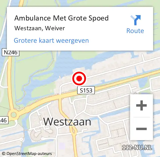 Locatie op kaart van de 112 melding: Ambulance Met Grote Spoed Naar Westzaan, Weiver op 3 april 2017 12:35