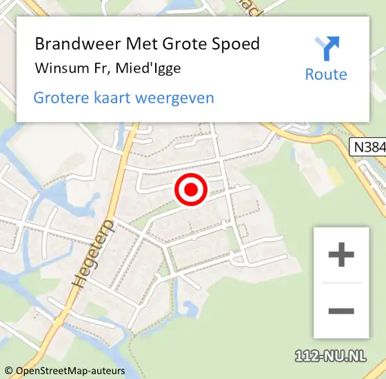 Locatie op kaart van de 112 melding: Brandweer Met Grote Spoed Naar Winsum Fr, Mied'Igge op 16 januari 2014 01:43