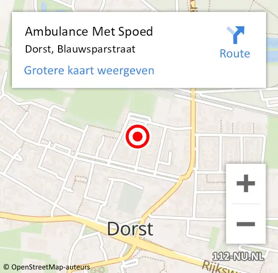 Locatie op kaart van de 112 melding: Ambulance Met Spoed Naar Dorst, Blauwsparstraat op 3 april 2017 12:54