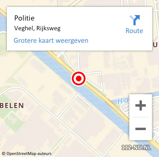 Locatie op kaart van de 112 melding: Politie Veghel, Rijksweg op 3 april 2017 12:55