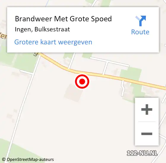 Locatie op kaart van de 112 melding: Brandweer Met Grote Spoed Naar Ingen, Bulksestraat op 16 januari 2014 01:57