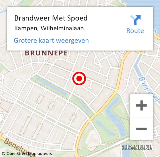 Locatie op kaart van de 112 melding: Brandweer Met Spoed Naar Kampen, Wilhelminalaan op 3 april 2017 13:25