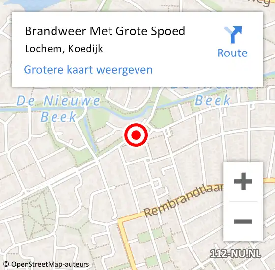 Locatie op kaart van de 112 melding: Brandweer Met Grote Spoed Naar Lochem, Koedijk op 3 april 2017 13:33